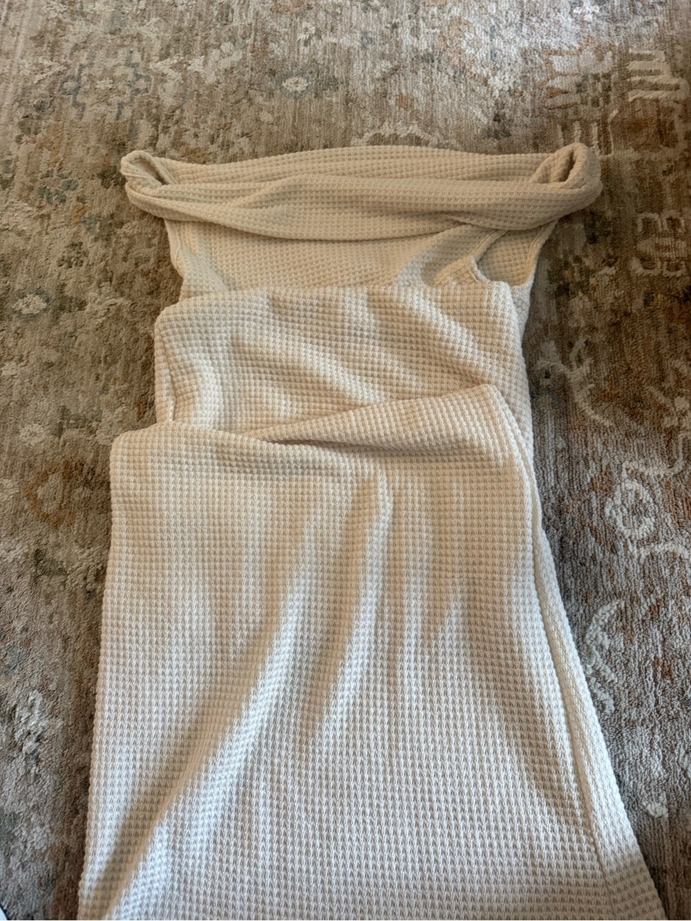 2 piece Set Cream Waffle Knit Strapless Dress SMALL